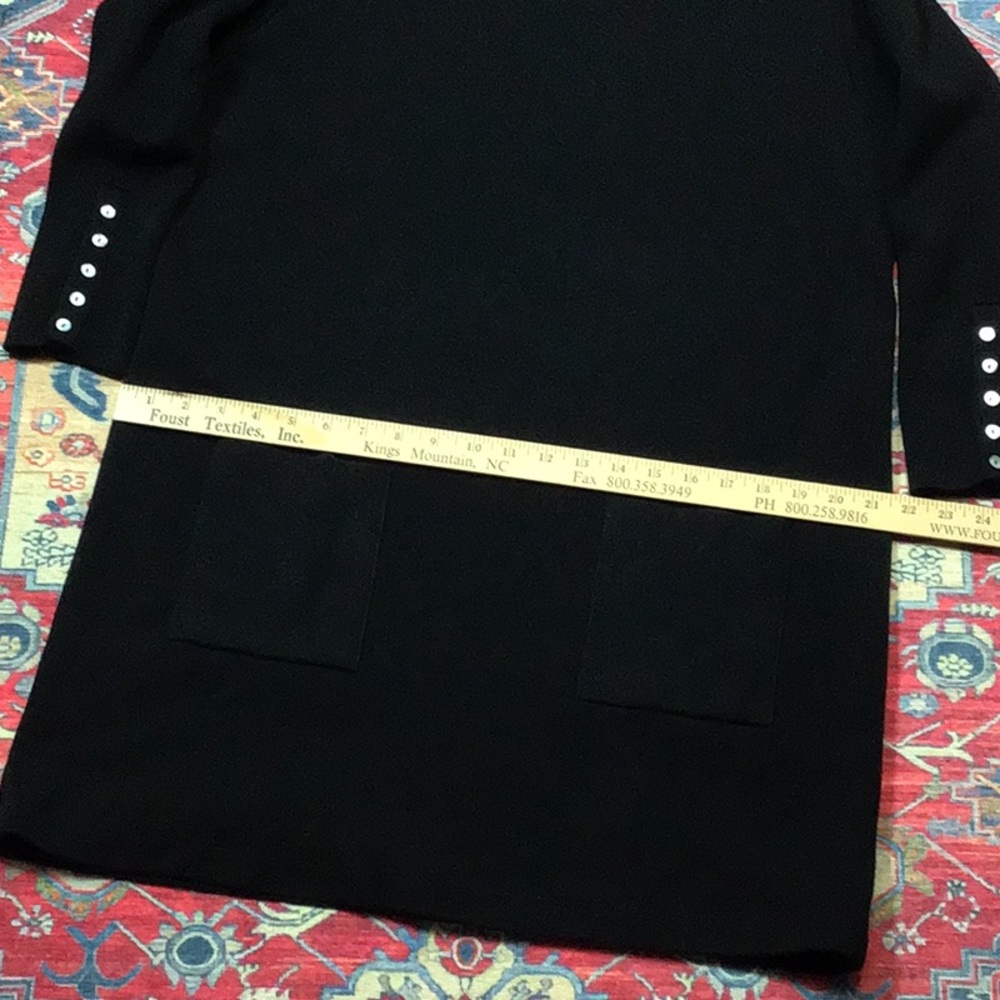 🤍New Orleans Knitwear Black Cotton Knit Long Sleeve Pearl Button Cuffs Sz.M - Picture 6 of 7